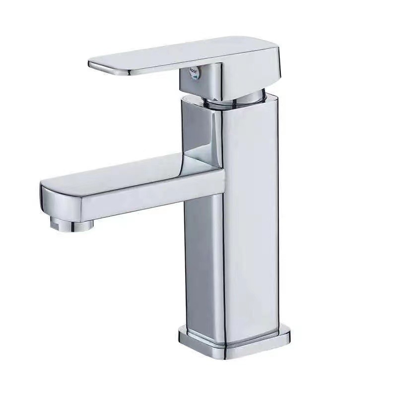 Acero inoxidable cuadrangular un solo agujero cocina baño lavabo grifo frío y caliente grifo transfronterizo mayorista lavabo grifo