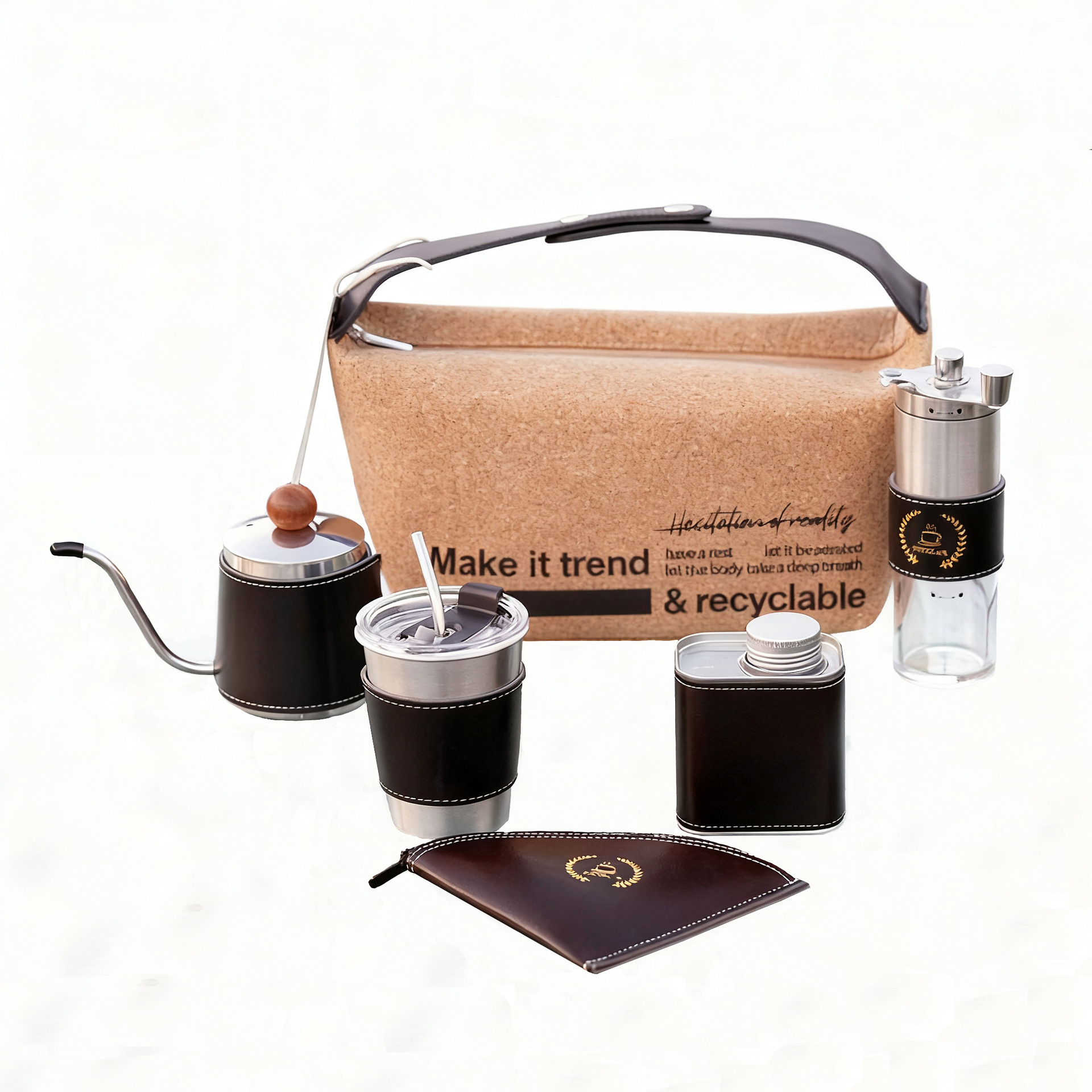 Kit de café de campamento al aire libre equipo de café de viaje portátil cafetera de café molino de mano cafetera