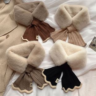 Winter Fishtail Scarf for Women, Versatile Faux Fur Plush Neck Warmer, Thickened Windproof and Cold-Proof Shawl, Thickened for Warmth