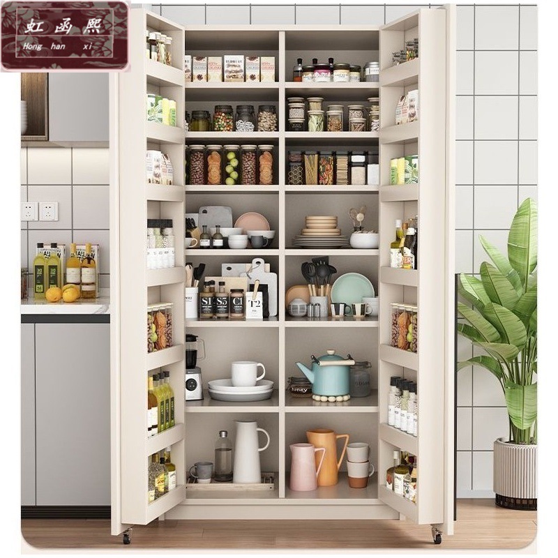 Wall-Mounted Multifunctional Solid Wood Sideboard Storage Cabinet Refrigerator Cabinet Integrated Sideboard Storage Cabinet Snack Cabinet with Door