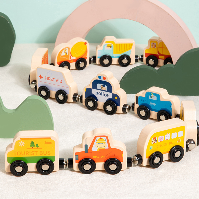 CPCCE 11 secciones animales digitales coche tractor tren cognitivo iluminación juguetes de madera de educación temprana