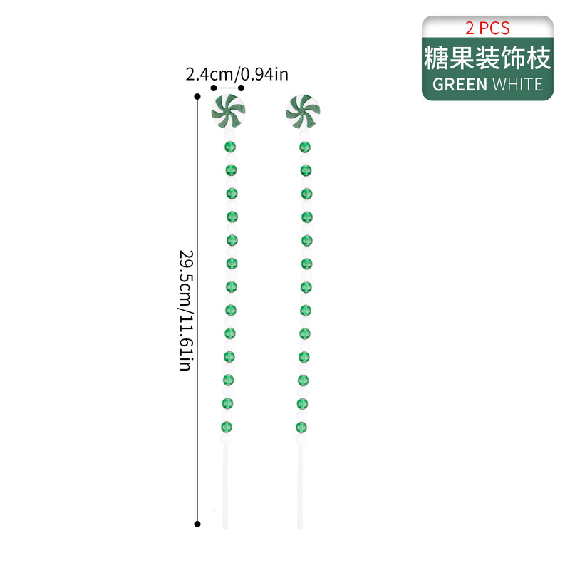 亚马逊圣诞卷曲铃铛糖果条红白串珠拐杖棒棒糖圣诞树插件花枝装饰|undefined