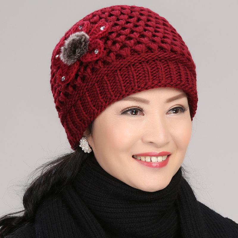 毛线帽冬天帽球韩版女士秋子女冬天针织绒帽加厚保暖加中老年妈妈