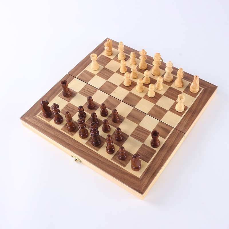 Juego de ajedrez magnético tablero de ajedrez de madera plegable portátil juego de ajedrez de madera maciza