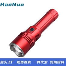跨境抖音强光充电户外天火便携数显白激光远射伸缩变焦超亮手电筒