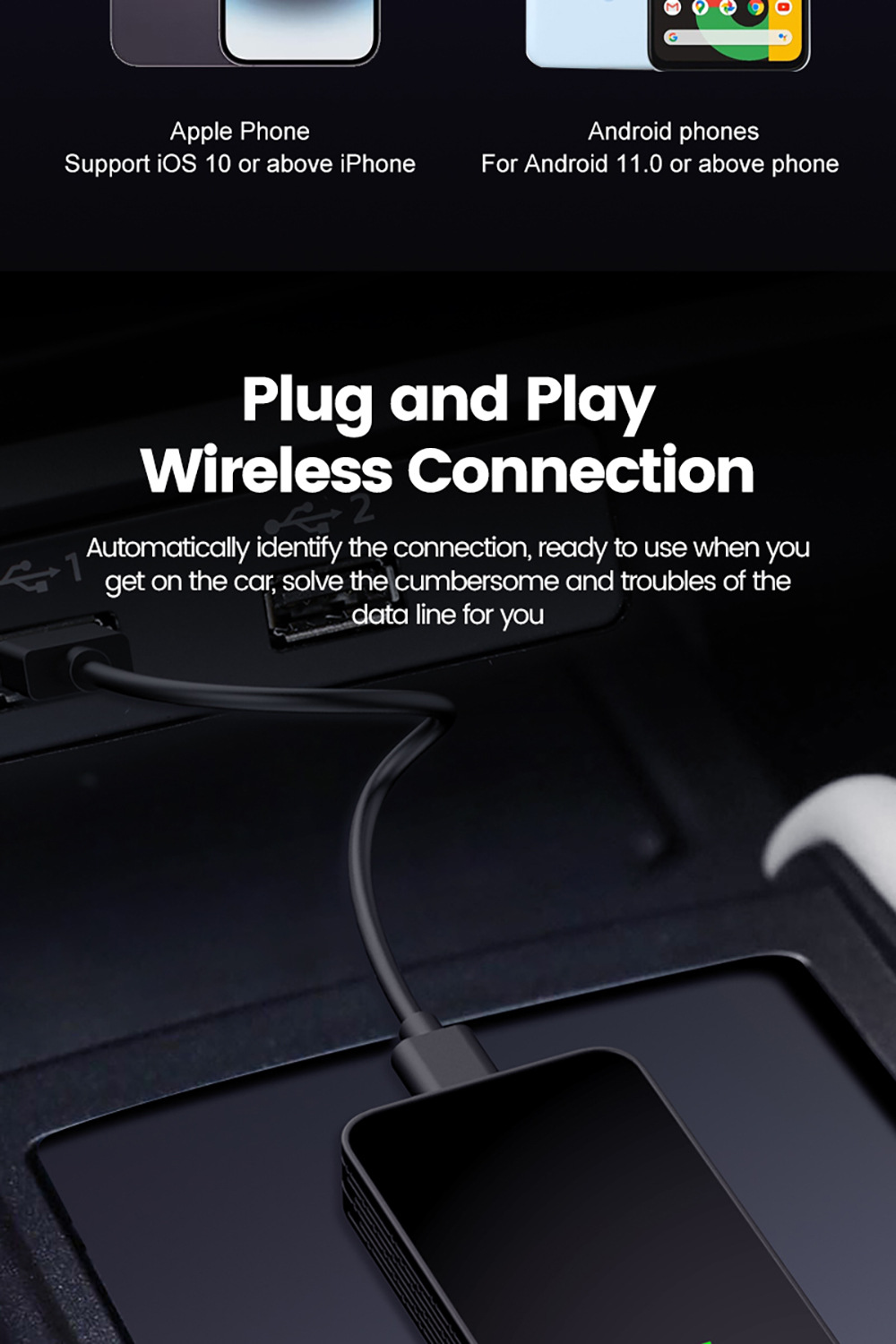 Cross-Border Source Carlinkit Original Car Carplay Wired to Wireless Box Apple Android Smart Connectivity Box