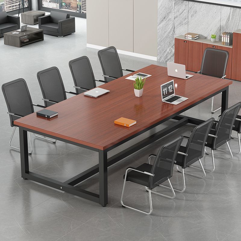 Mesa de conferencias Mesa larga Mesa de trabajo de capacitación para personal Mesa de negociación simple y moderna Mesa y silla Combinación Marco de acero Escritorio para computadora Escritorio