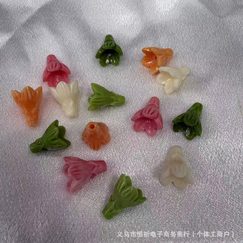 10X13Mm Shell Powder Embossed Long Lily of the Valley Flower Bud Beads Hawaiian DIY Resin Flower Jewelry Accessories 10X13Mm Shell Powder Embossed Long Lily of the Valley Flower Bud Beads Hawaiian DIY Resin Flower Jewelry Accessories