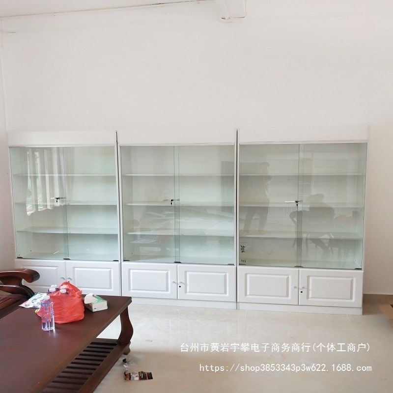 化妆品货柜防尘玻璃门带锁展示柜美容美甲样品柜模型柜礼品积分柜