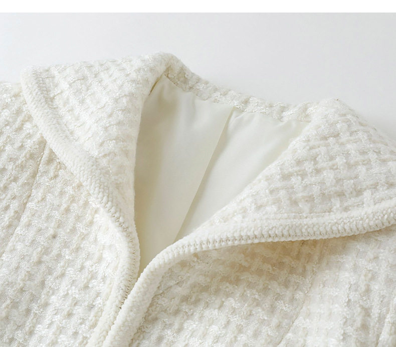 Áo khoác ngắn nữ dáng vest chất liệu len cừu phối vải tweed thanh lịch — Vanilla trắng chi tiết 14