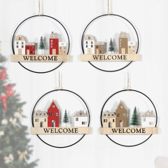 クリスマスの創意アルファベットの木の版は札のクリスマスツリーのシーンを歓迎します。