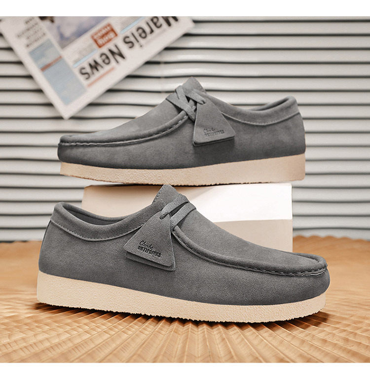 Giày lười nam da lộn mềm đế bệt kiểu mới, giày slip-on mũi tròn thoáng khí — Kaki, màu xám, màu đen chi tiết 21