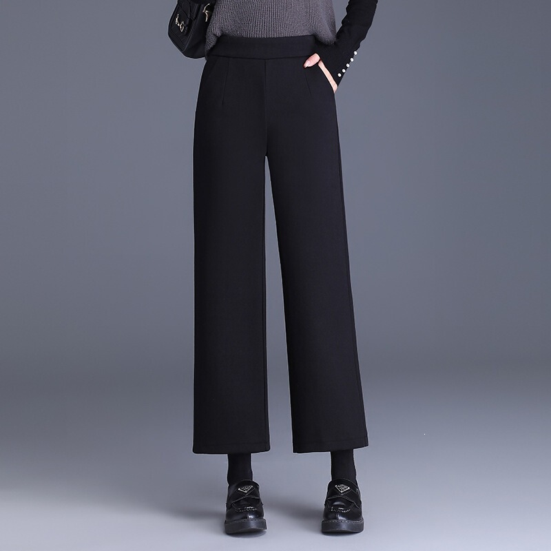 High-End Woolen Wide-Leg Pants, New Spring and Autumn Style, Elastic Waist, Korean Style, Simple Casual Wide-Leg Pants High-End Woolen Wide-Leg Pants, New Spring and Autumn Style, Elastic Waist, Korean Style, Simple Casual Wide-Leg Pants