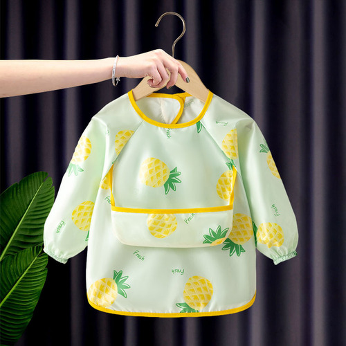 Children's coveralls spring and autumn thin baby eating clothes baby food supplement bibs long-sleeved waterproof protective clothing apron 1-3 years old 2