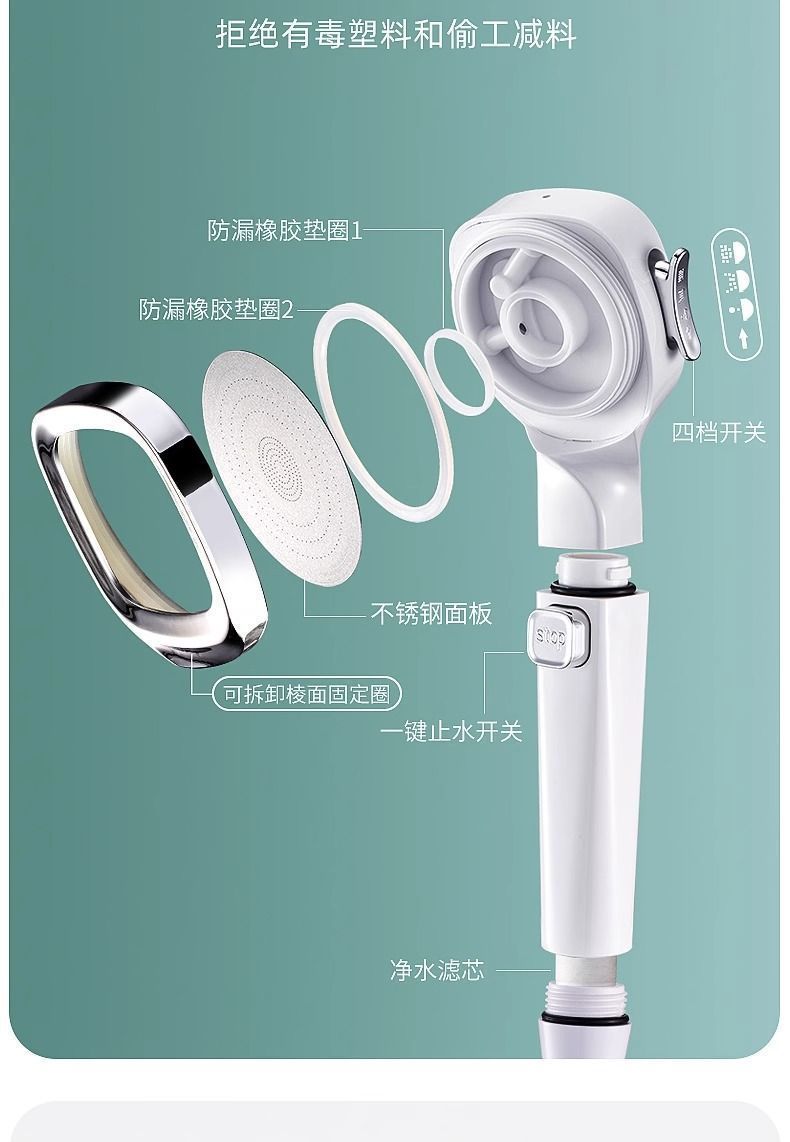 Pressurized showerhead, household super pressurized shower, bath and bathroom showerhead set Amazon [Manufacturer] undefined