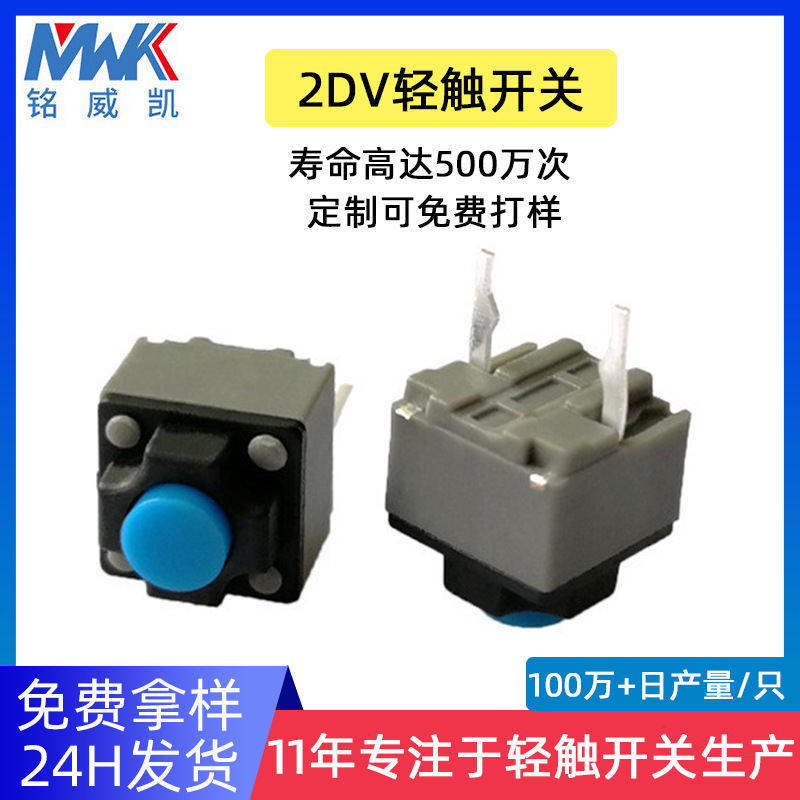 Mouse Button Vertical Plug-In Silent Tact Switch 2Dv6*6*7.3 Medium 2-Pin Micro Switch Environmentally Friendly Silicone