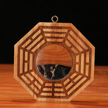 桃木八卦镜挂件批发八卦凸镜凹面镜玻璃镜面镜子工艺品摆件