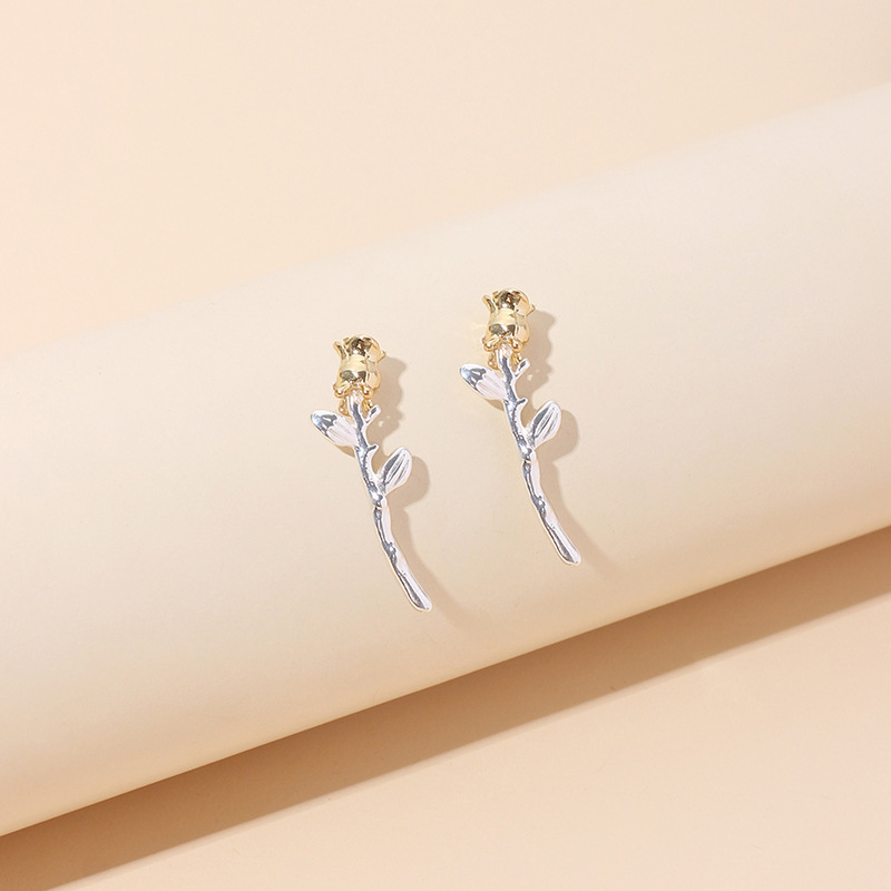 4g Weight Earrings Classification Wedding, Travel Occasion Women'S Gender Simple Style Style  Fashion Color Matching Rose Flower Earrings 3