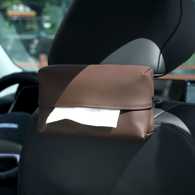 ライチ柄マイクロファイバーレザー軽量高級車用ティッシュボックス吊り下げストラップ車用ティッシュボックスアームレストボックスシートバックティッシュバッグ|undefined