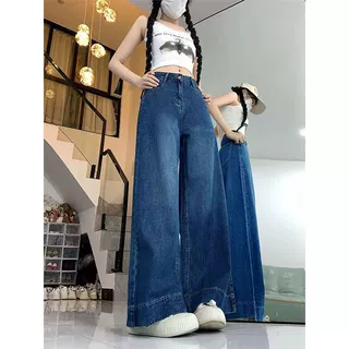 2025年弹力新款拖地裤子春秋款宽松阔腿牛仔裤女显瘦高腰显瘦百搭