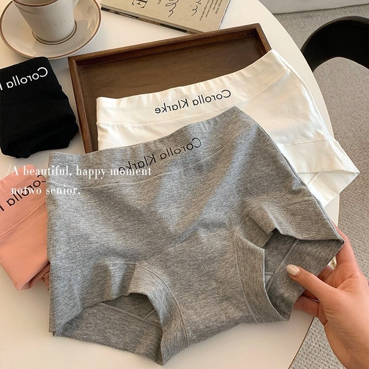 10A Antibacterial Long Crotch Small Flat Corner Women's Long-staple Cotton Pure Cotton Letter Waist Sports Style Flat Corner Four Corner Underwear
