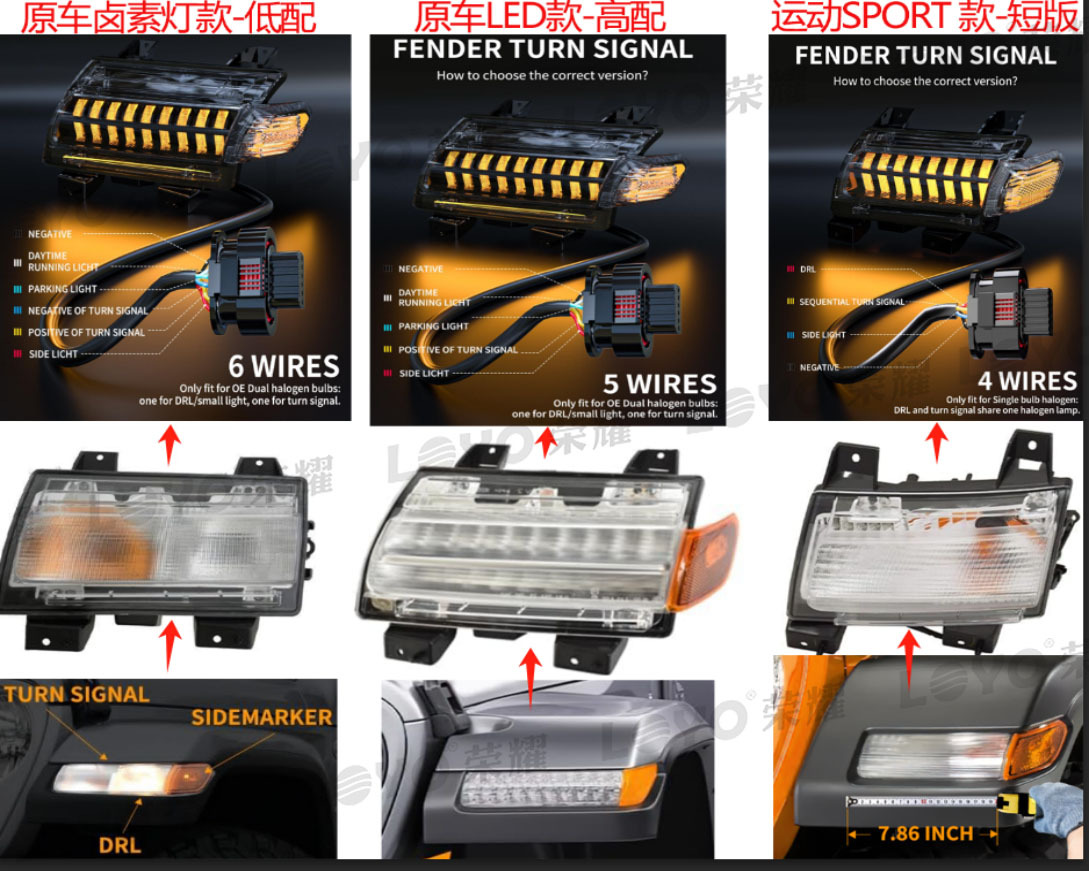 Suitable for Wrangler Jl 18-25 Models, Wheel Arch Turn Signal Lights, Daytime Running Lights, Sequential Turn Signal Lights, Gladiator Car Light Modification