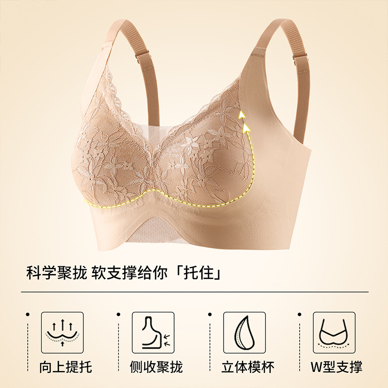Pure Desire Lace Mesh Adjustable Bra, Wireless Soft Support, Push-Up, Breathable, Form-Fitting Lingerie Wholesale
