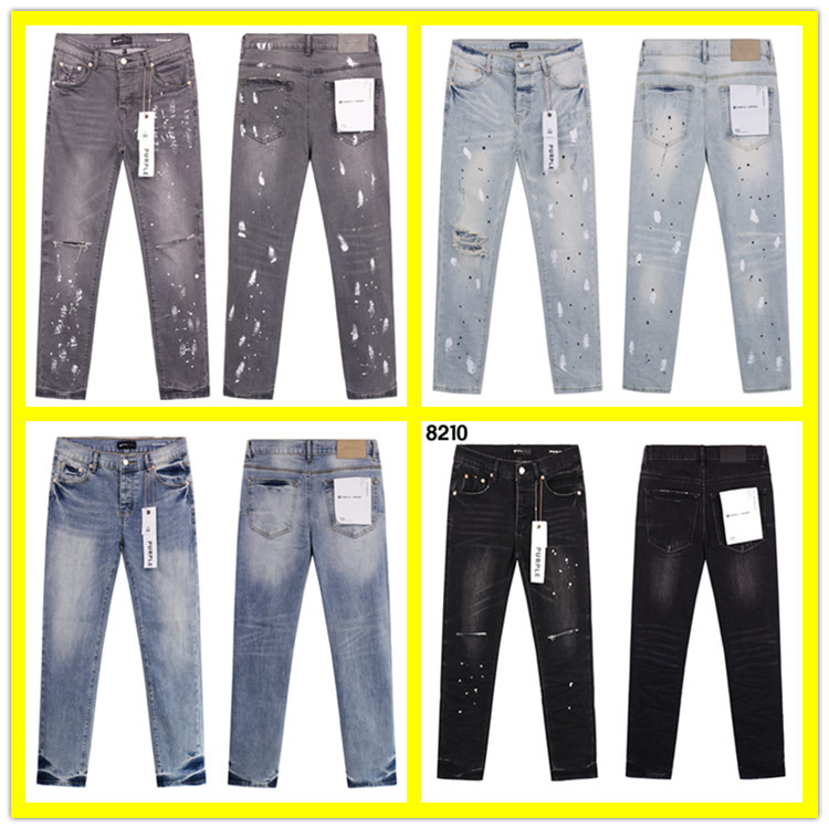 2024 American Trendy Brand Ripped Patch Smoke Gray Men's Casual Straight Jeans Wholesale