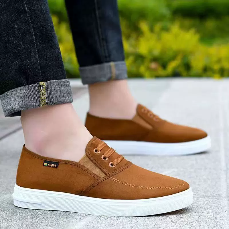 厂家批发新款防臭帆布鞋男韩版男式休闲单鞋一脚蹬布鞋男一件代发