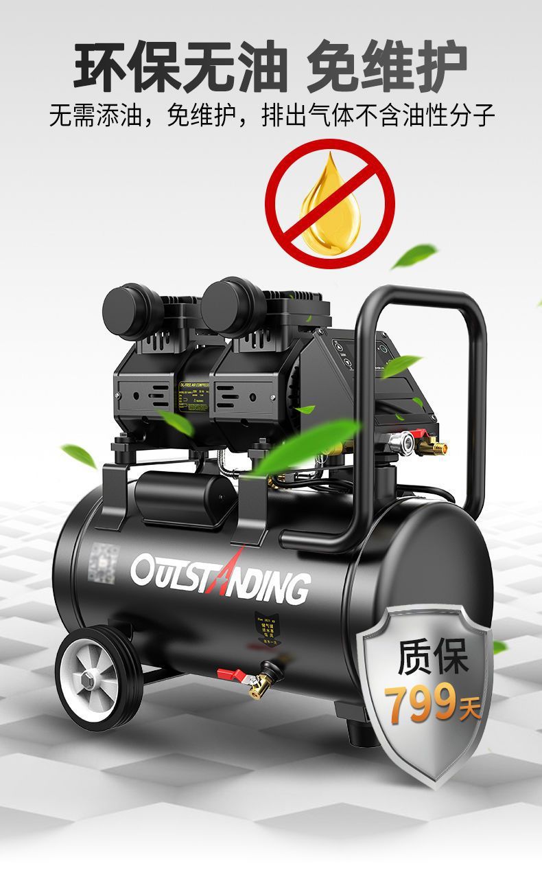 Otus Air Pump Air Compressor 220V Mini Small Oil-Free Silent Woodworking Household Portable Air Compressor