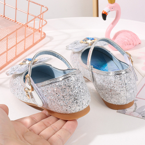Princess Shoes for Girls Spring and Autumn Season Middle Children Soft Sole Single Shoes Baby Children Crystal Shoes Girls Children's Elsa