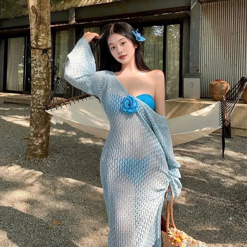 2025 nuevo estilo tailandés traje de baño blusa falda larga bikini sexy dividido traje de baño de vacaciones de alta gama traje de baño femenino