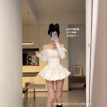 婚纱上衣纯欲长袖性感立体鱼骨束身抹胸修身背心显瘦内搭露肩上衣