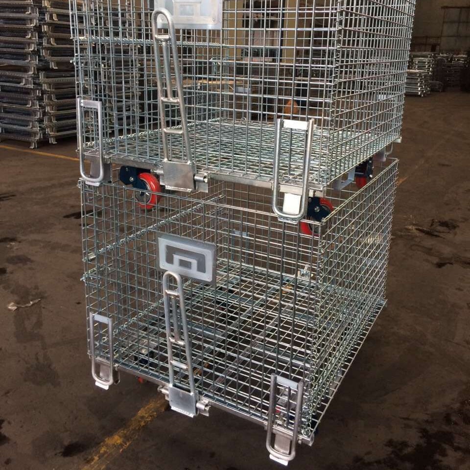 带轮仓储笼 带牵引铁框 带支脚蝴蝶笼适合拉链行业用铁框运输铁框