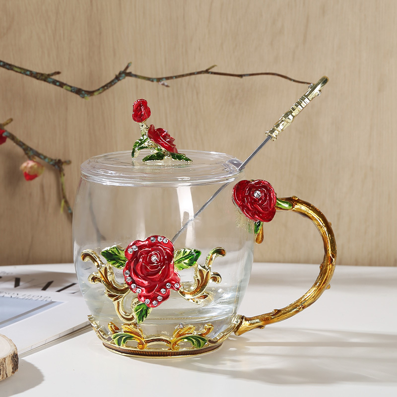 Hitzebeständige Glastasse Mit Floralem Emaille-design_voghion.com