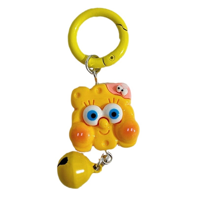 Nuevo estilo esponja bebé Paida estrella llavero lindo de dibujos animados campana colgante chica mochila accesorios regalo novias