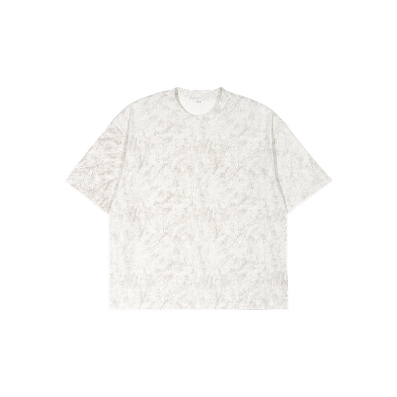 ETAI Hombre| Retro de moda cera lavada camiseta de cuello redondo de alta calidad tipo suelto pesado algodón hombre mangas cortas image 7