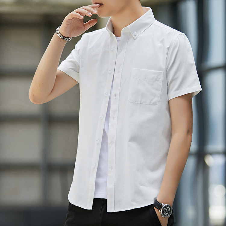 Camisas de fábrica personalizadas de primavera y verano de Oxford camisa de mangas cortas de alta calidad camisa delgada coreana de hombre