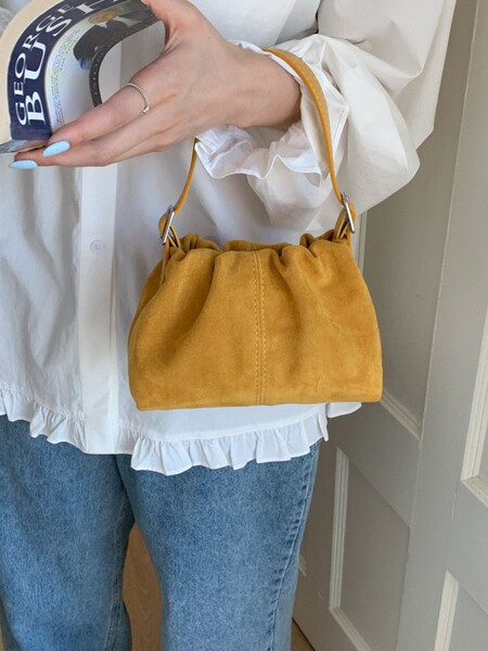Small design handheld demi-season retro capacious shoulder bag