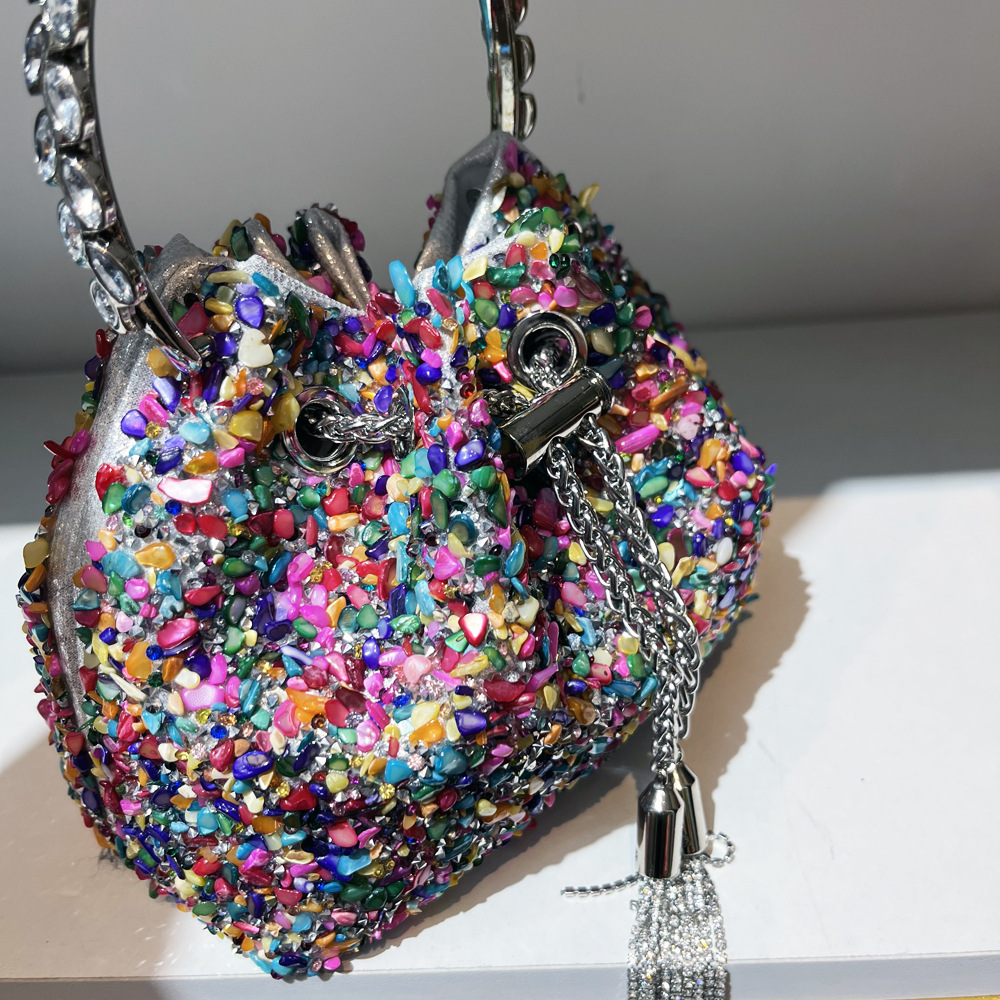 487g Weight String Closure Type Top Handle Strap Type Bucket Bag Bags Type Holiday, Shopping Occasion Polyester Material Solid Color Pattern All Seasons Season Women's Gender Streetwear Style Bucket Shape Medium Size Women's Medium Polyester Solid Color Streetwear Bucket String Bucket Bag 5
