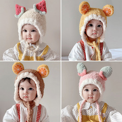 Baby Autumn and Winter Baby Infant Children's Hat Plus Velvet Ear Protection 2 Years Old Cute Super Cute Boy and Girl Warm 1 Wool