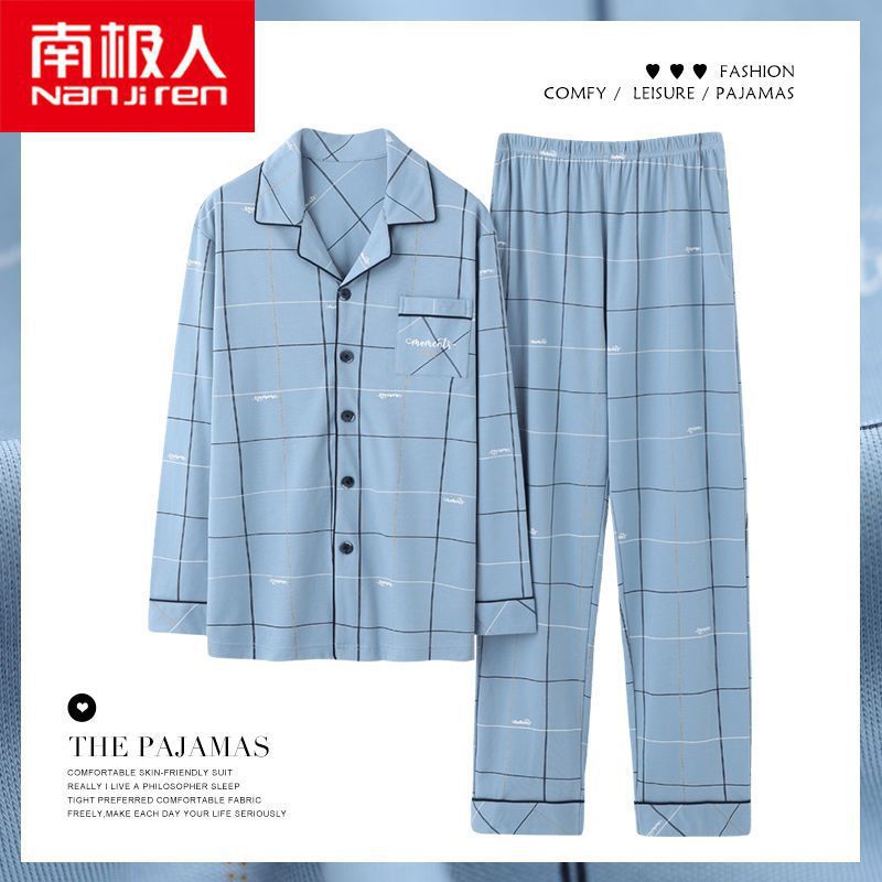 Nuevo pijama de algodón masculino primavera y otoño manga larga suelta más grande ocio se puede usar con ropa de hogar