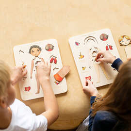 跨境人体器官结构木制拼图儿童桌面玩具早教亲子互动母婴幼儿玩具