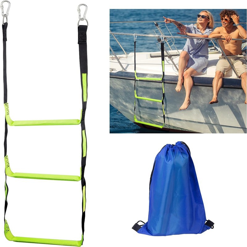 Cross-border e-commerce explosion boat rope ladder 3-step boat ladder, foldable auxiliary boarding outdoor climbing rope ladder non-slip