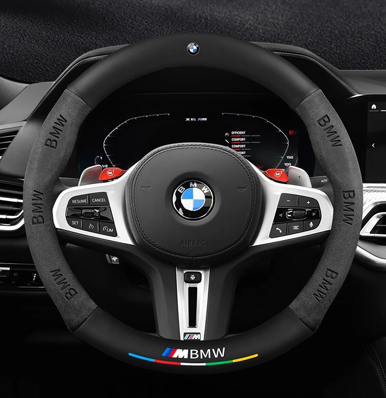 Applicable to BMW steering wheel cover one series x1i/x3 three series five series suede steering wheel cover car handle cover cross border