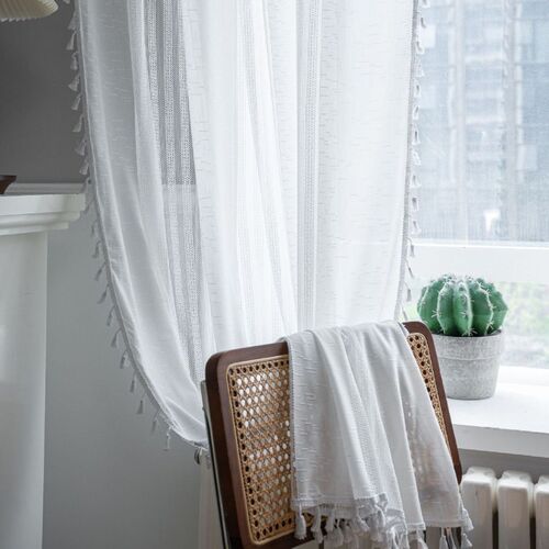 Yimanqiyun Rose Crochet Curtains Translucent American Countryside Hollow Pastoral Living Room Balcony Bedroom Bay Window Literature and Art