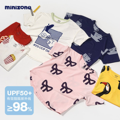 minizone children Short sleeved T-shirt men and women half sleeve jacket Children Sunscreen summer Thin section Short sleeved clothes