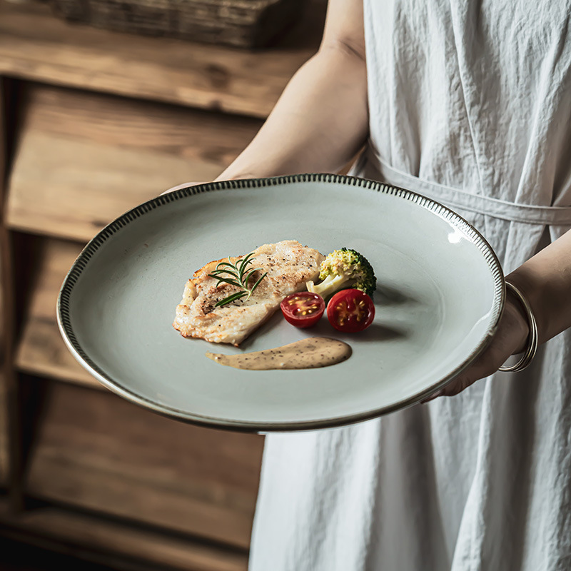 Platos de cerámica de alta calidad, platos de carne, platos de pasta, platos de platos para el hogar, platos de platos
