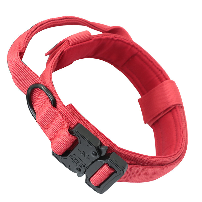 Collar de perro táctico-Rojo XL-Tamaño extra