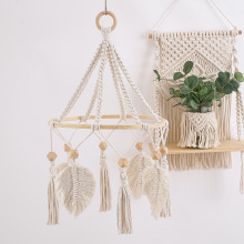 北欧手工编织挂毯竹圈树叶流苏家居装饰品儿童房卧室挂饰拍照道具